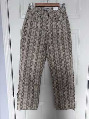 Zara Snake-Print Straight Leg Pants - Taupe & Brown